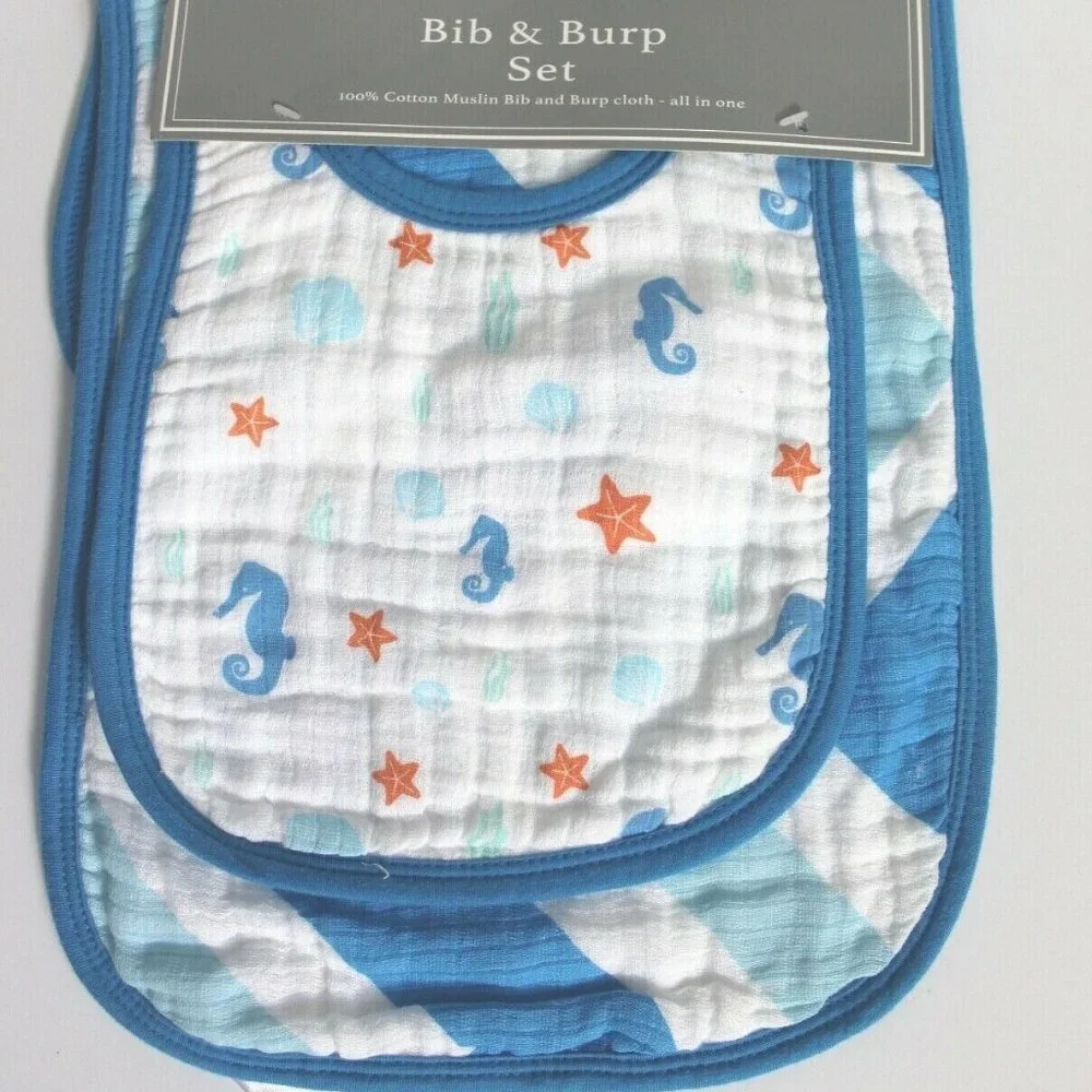 Nicole Miller Home Baby Nautical Print Bib & Burp Set